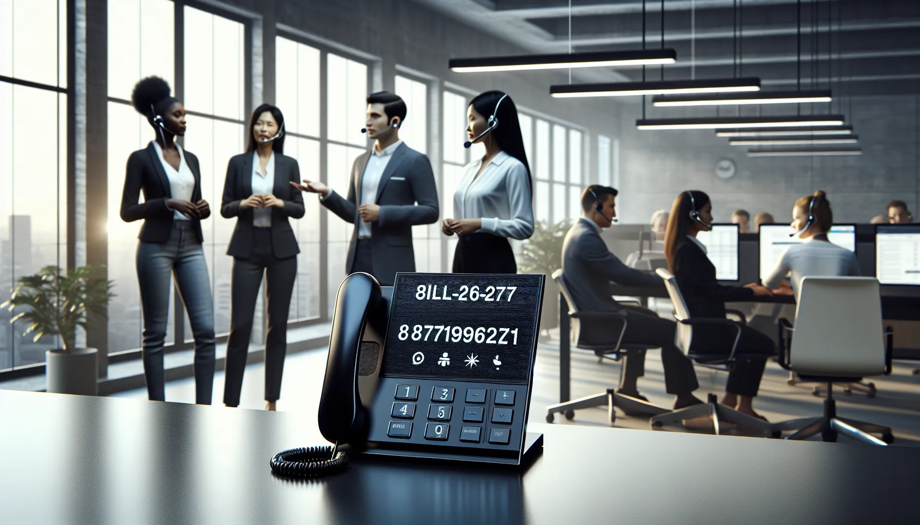 8778196271: Understanding Its Significance 3 office scene featuring a toll-free number with service representatives.