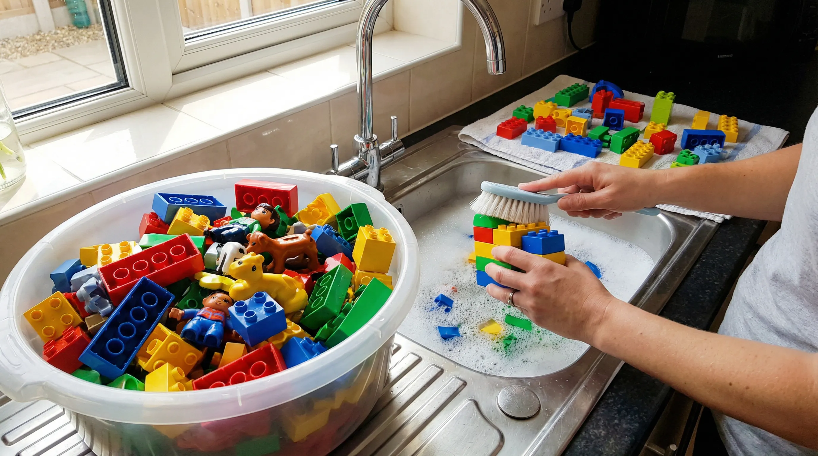Duplos met de hand wassen