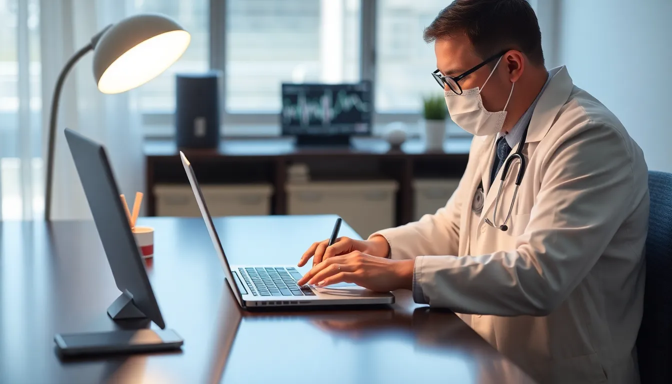 doctor working on laptop - is direct primary care the same as concierge medicine