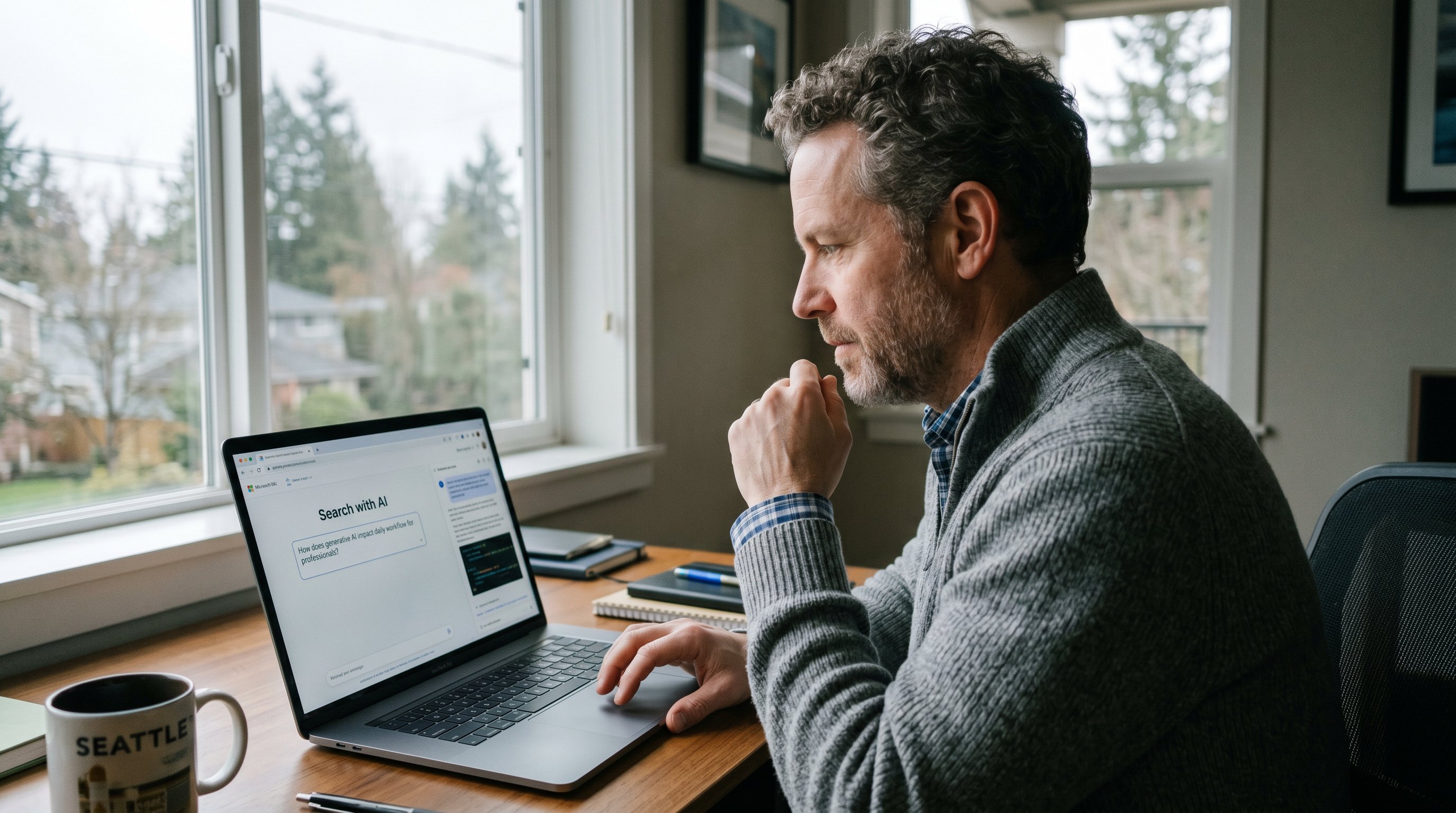 american person using AI to search