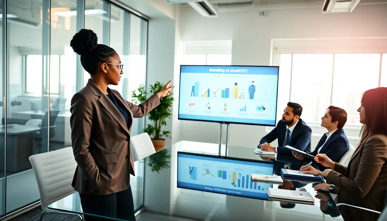 diverse professionals collaborating in a modern office meeting.