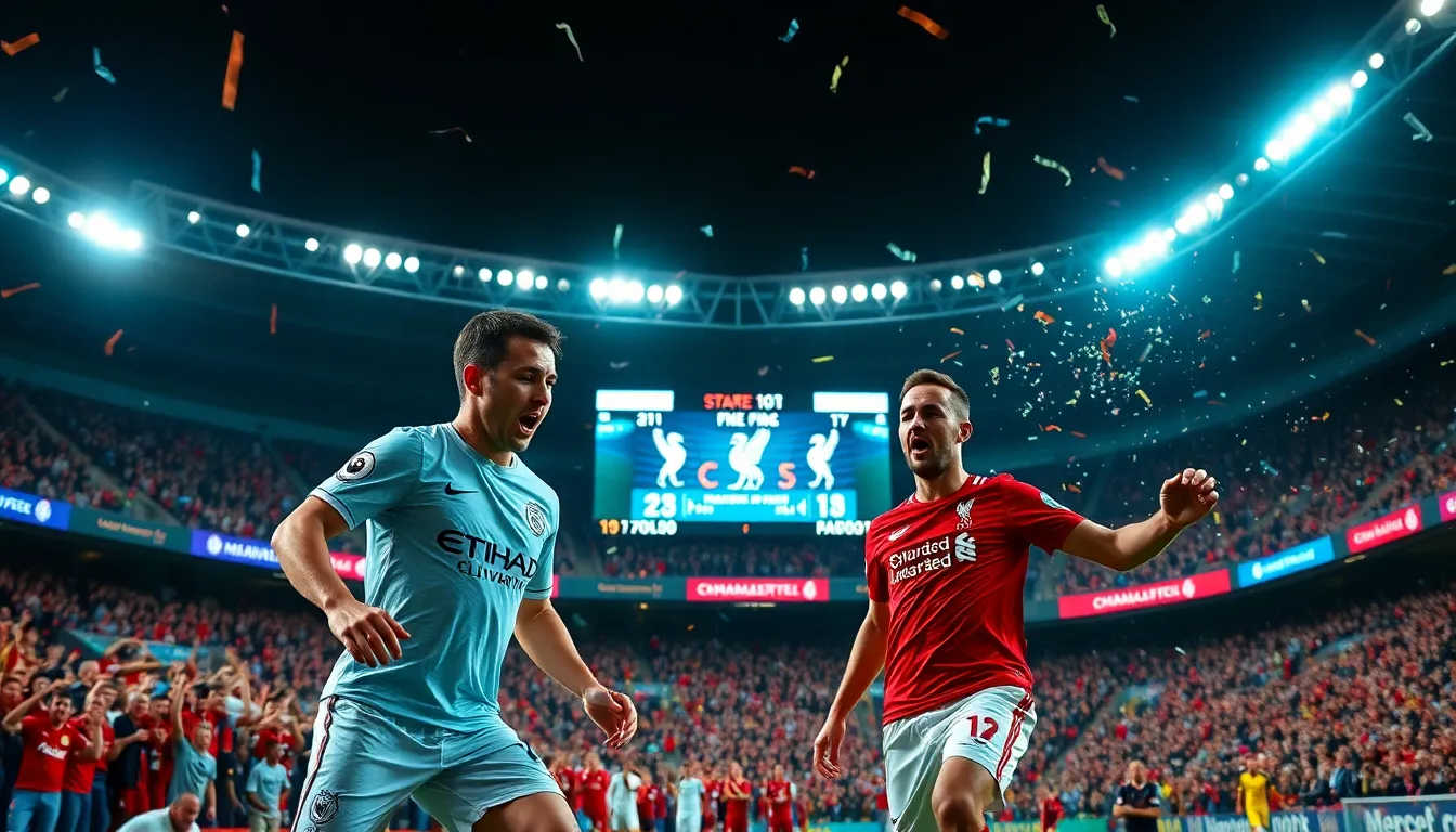 football players competing in a packed stadium during a thrilling match.