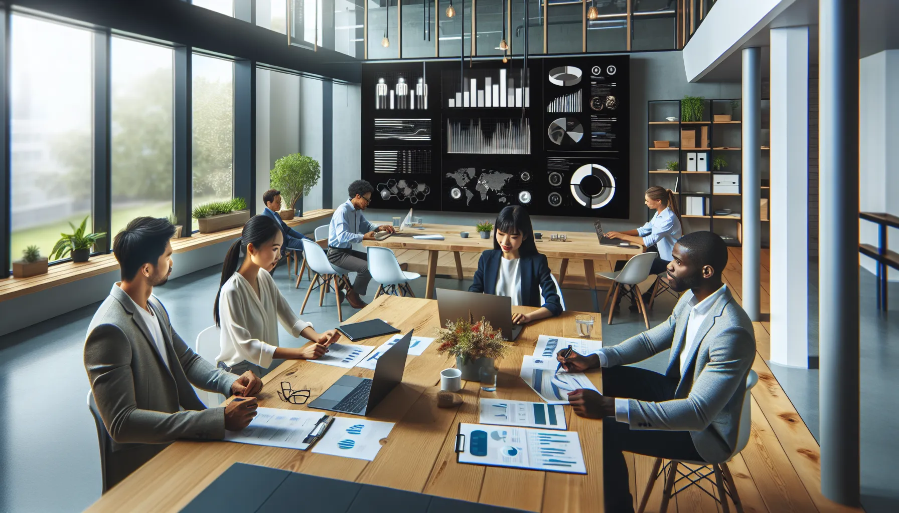 diverse team discussing cbofeos applications in a modern office.