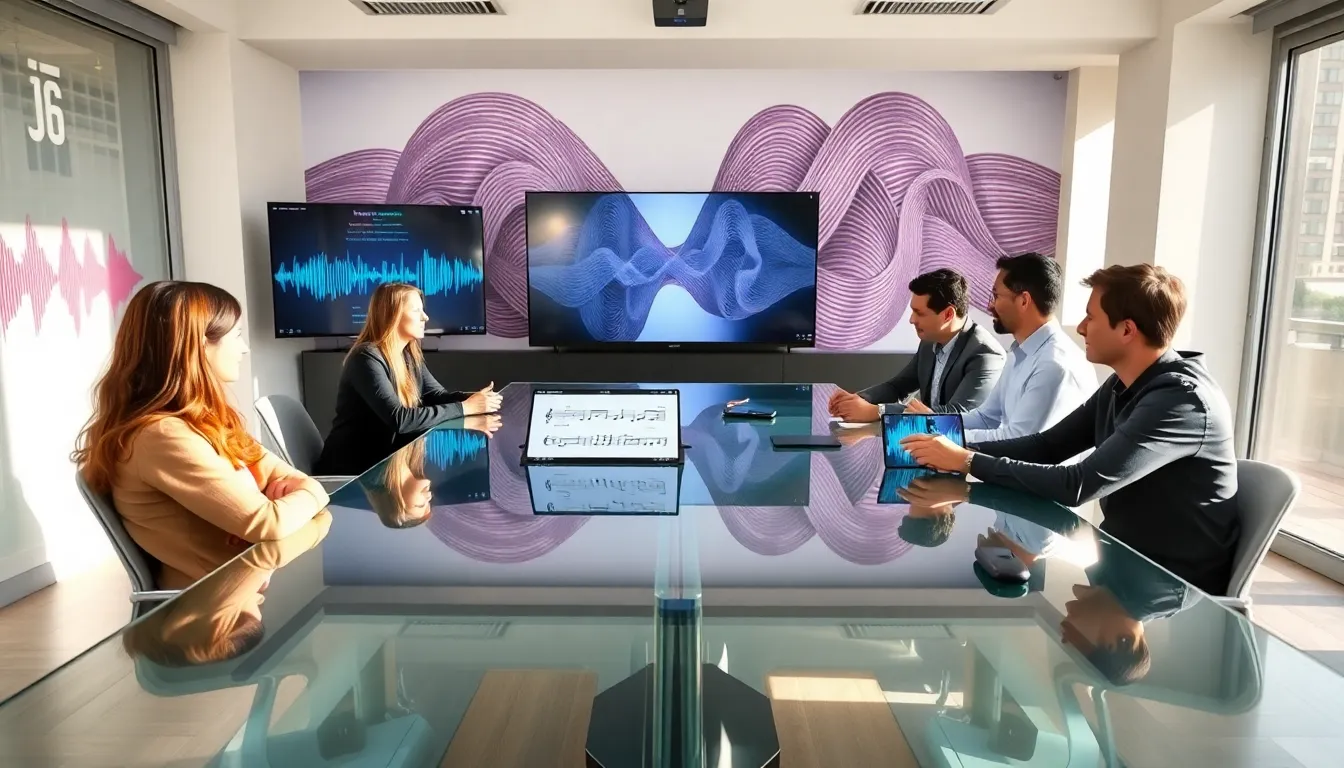 diverse team of game developers discussing harmonicode concepts.