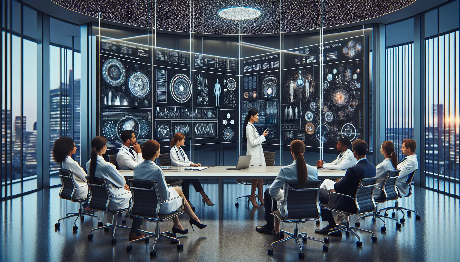 healthcare professionals discussing disohozid disease in a modern office.