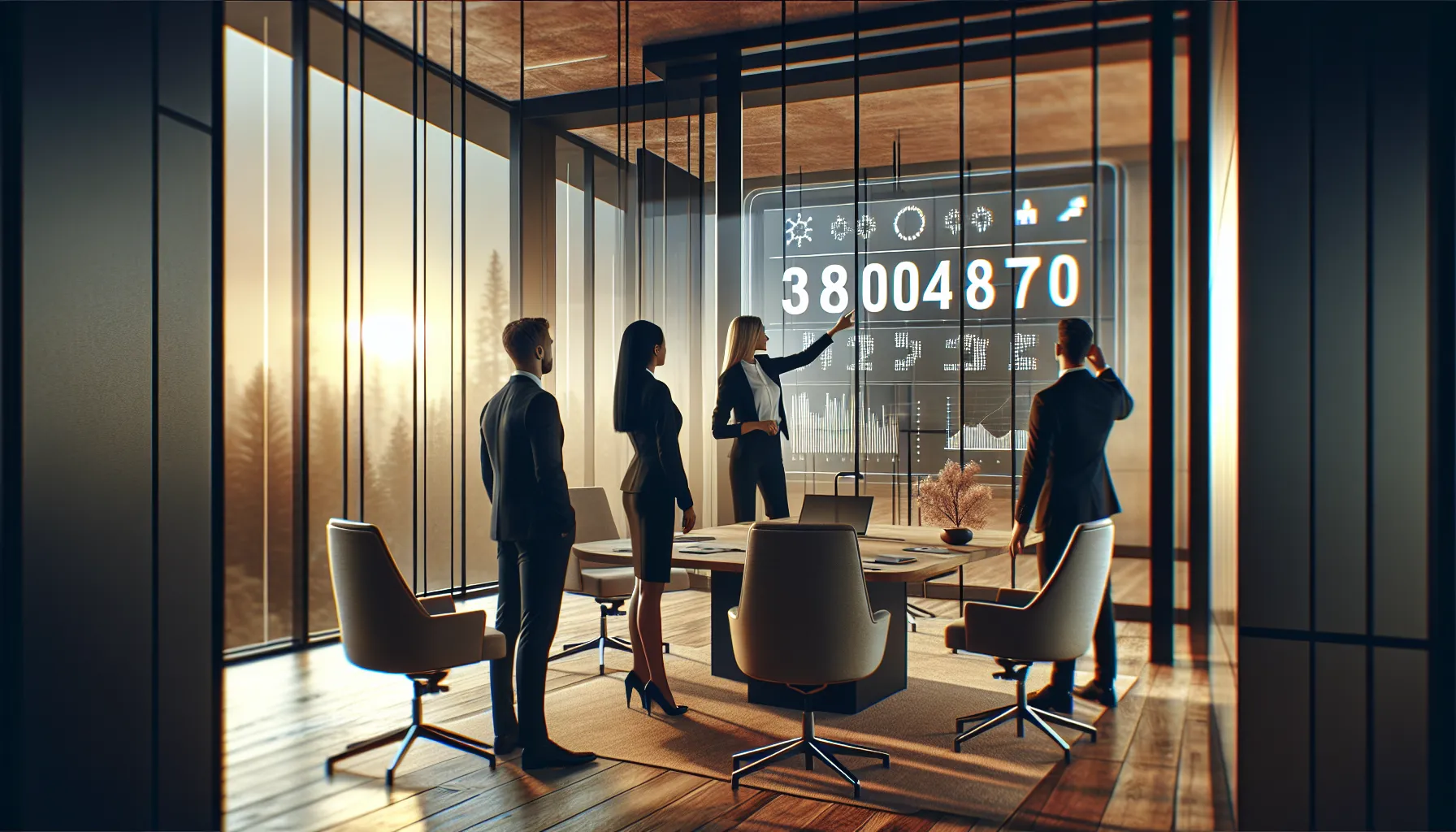 diverse team discussing trends in a modern conference room.