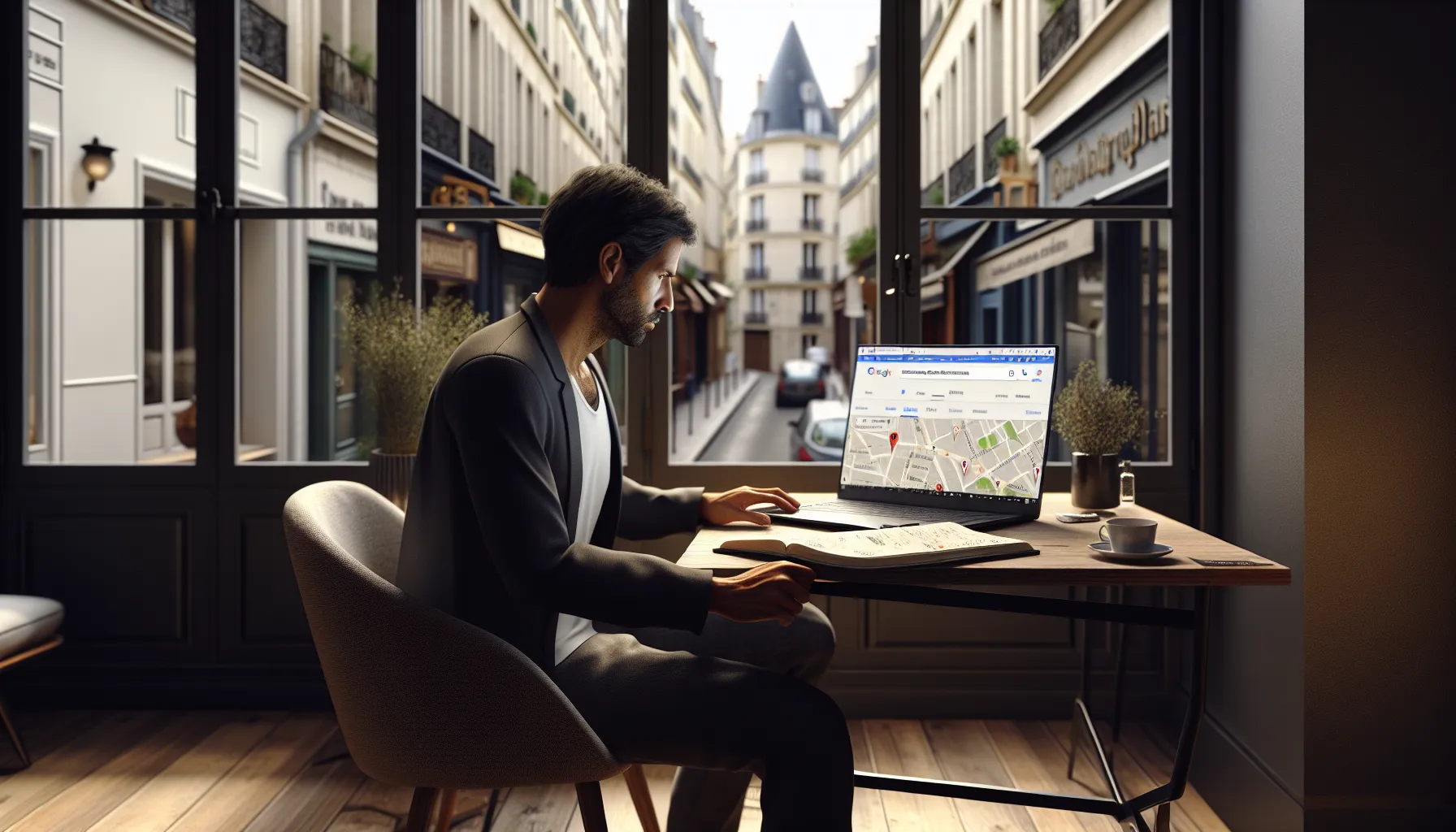 Local business owner in Le Pré-Saint-Gervais analyzing Google Maps SEO results.