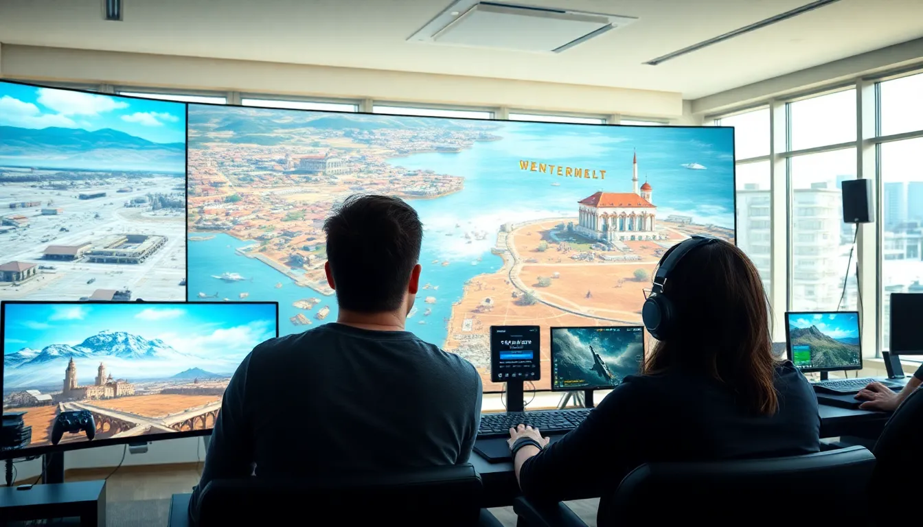 diverse gamers engaged in a Battlefield V map combat scene.