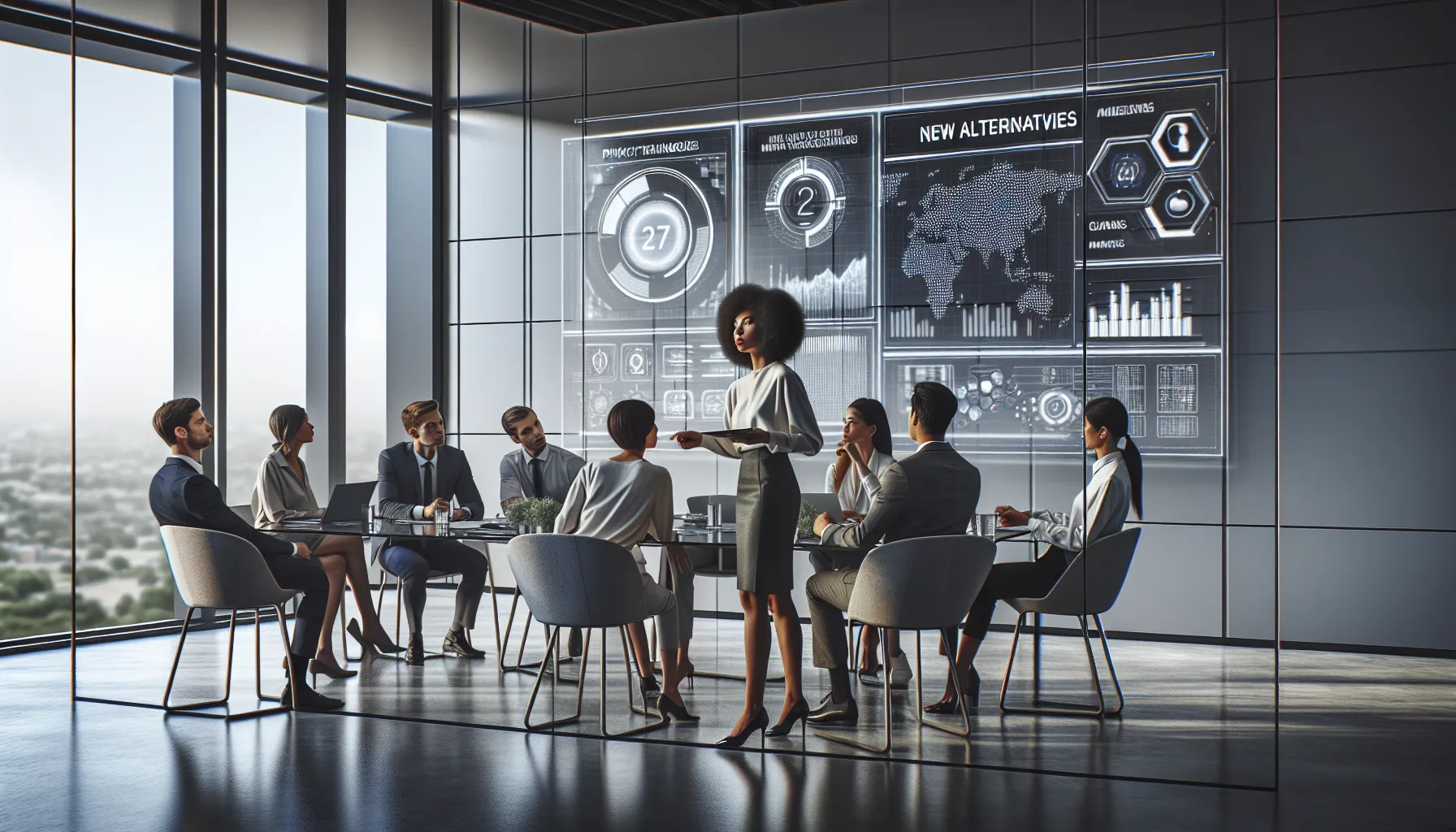 diverse team discussing future trends in CookieTech in a modern office.