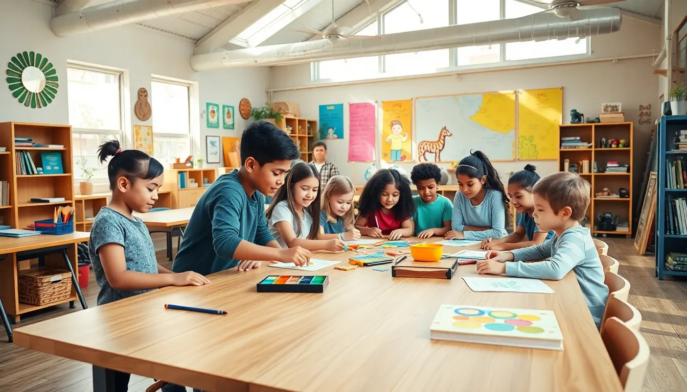 diverse students collaborating in an alternative education classroom.