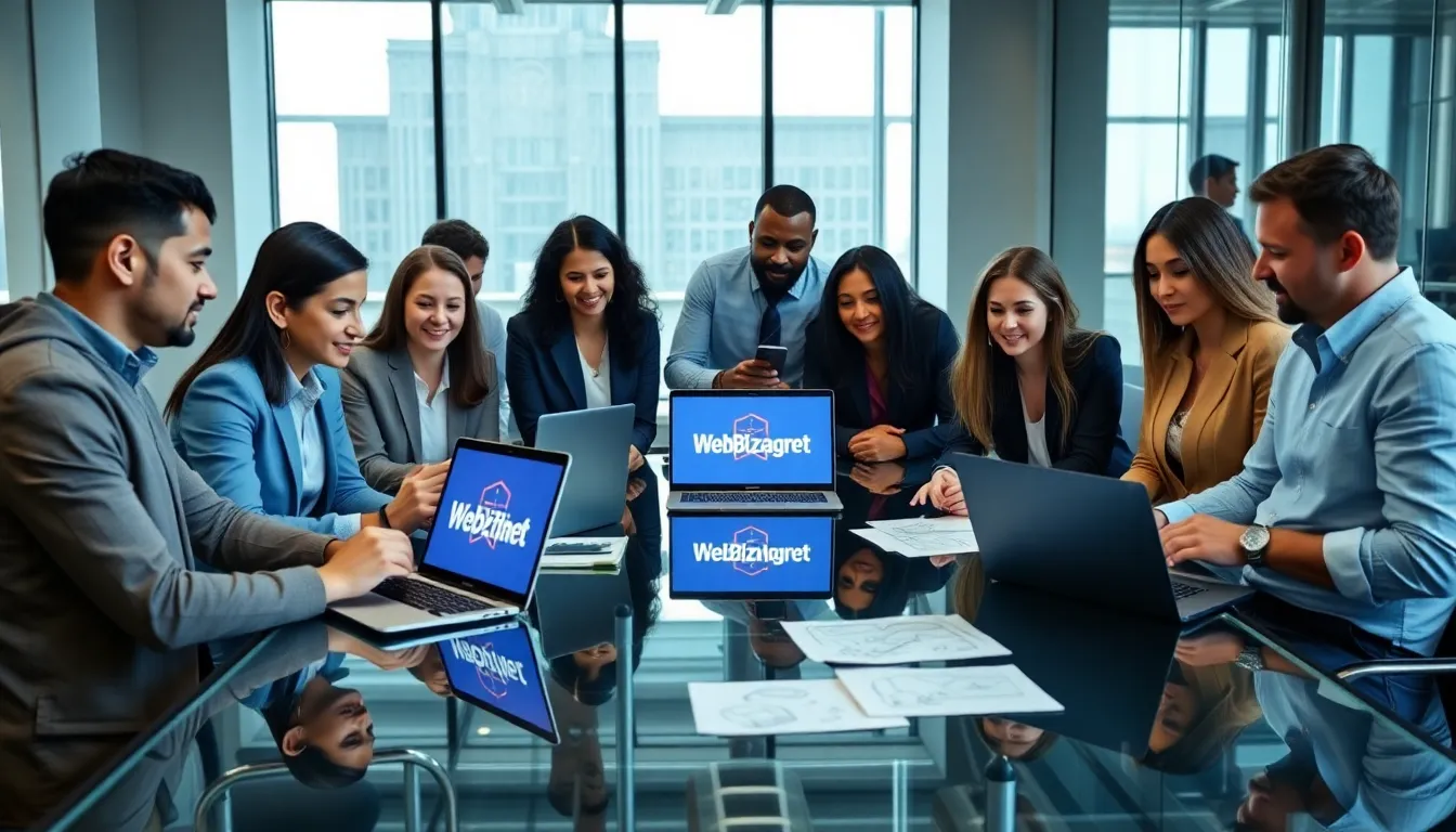 diverse team collaborating in a modern office setting.