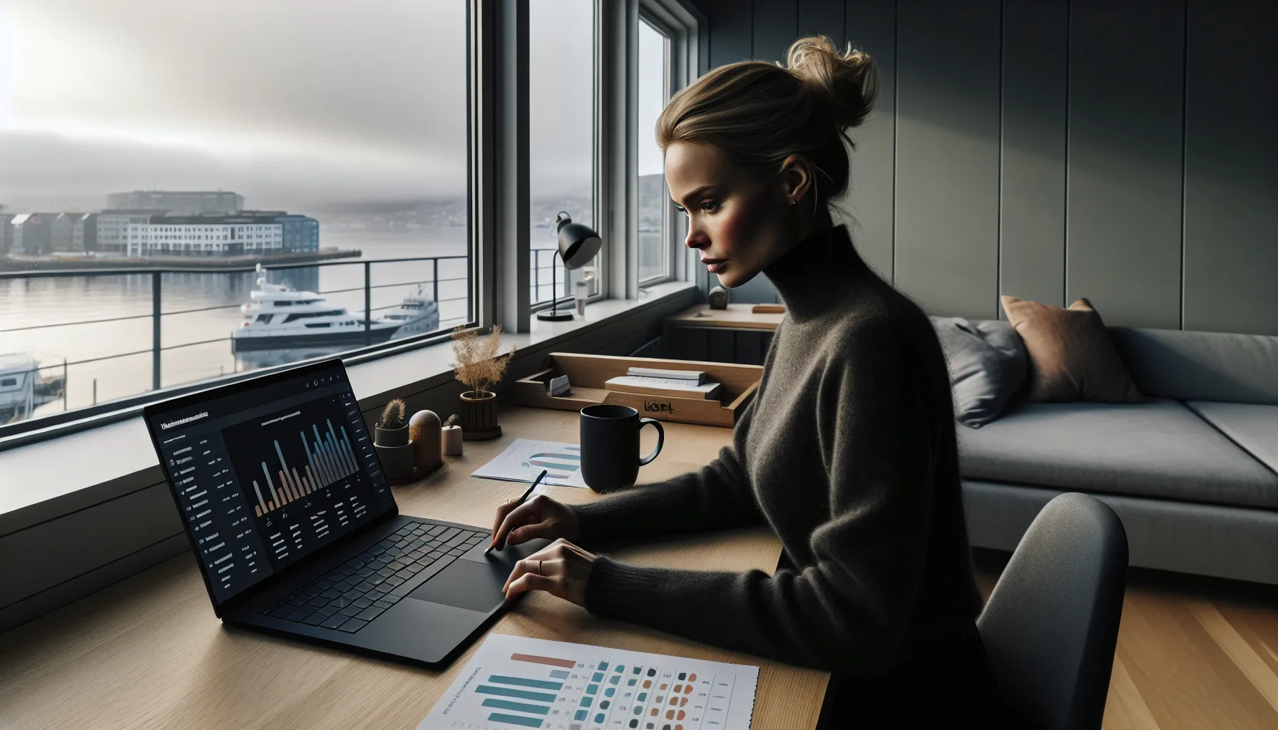 Hvordan lage en effektiv markedsføringsstrategi for små bedrifter 3 Norwegian small business owner reviews swot and competitor data in bright office.