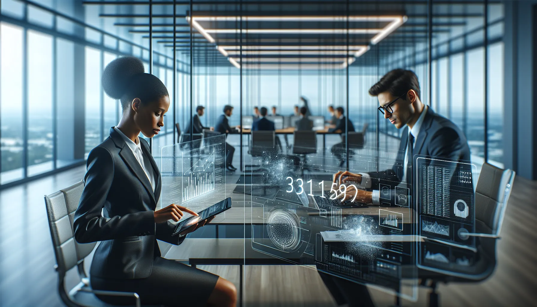 Professionals analyzing digital data related to the number 3313158190.