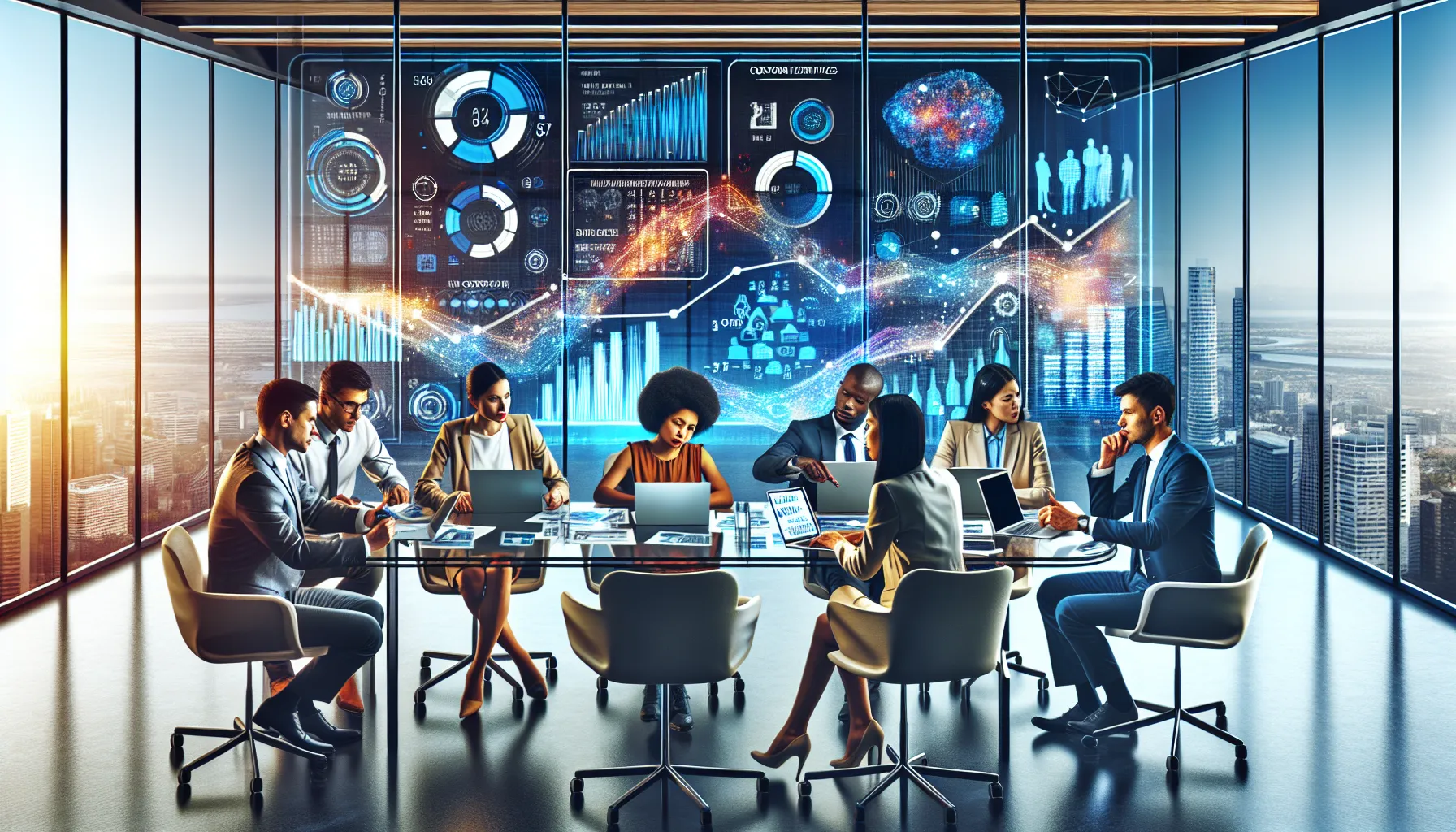 diverse team discussing data identifiers in a modern office setting.