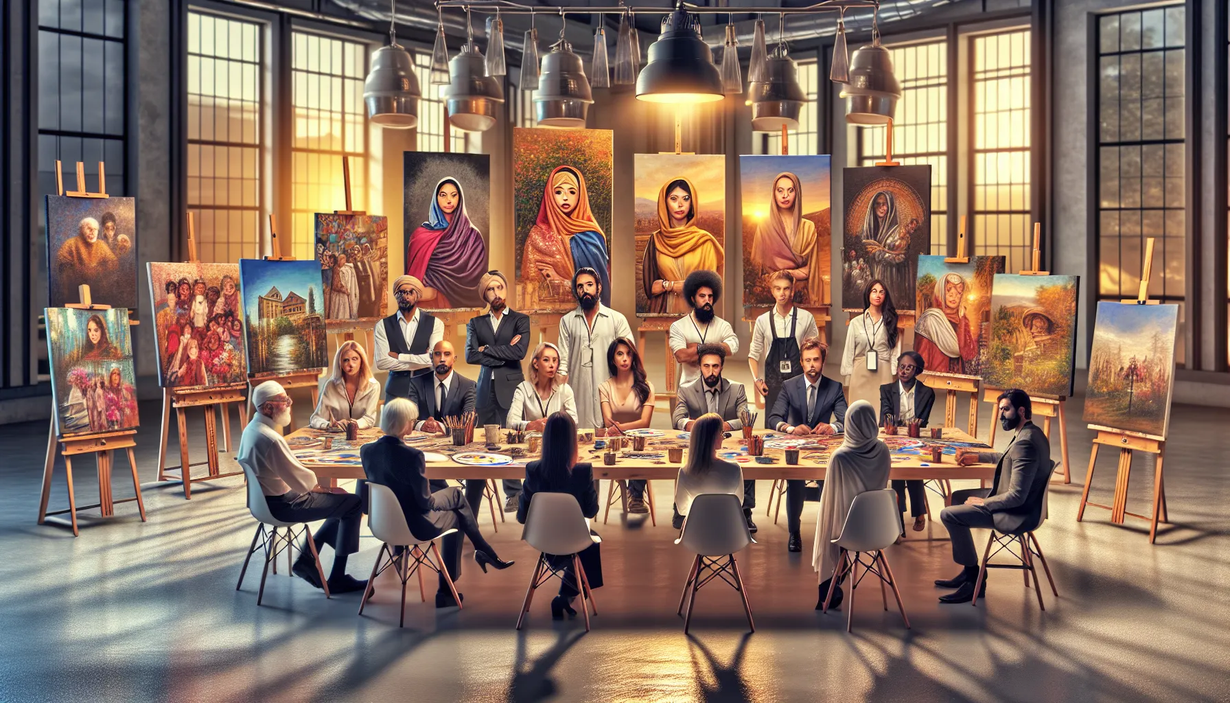 artists discussing volume in two-dimensional art in a studio setting.