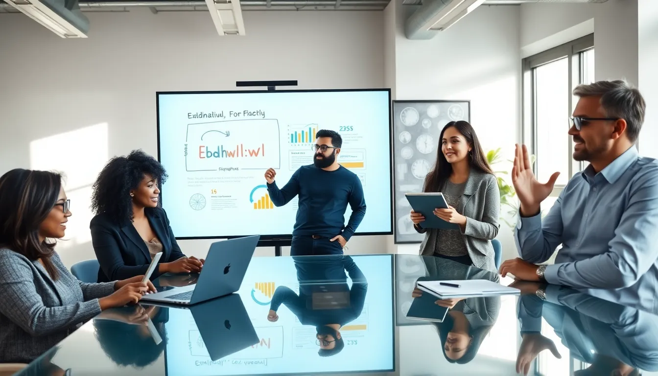 diverse team collaborating in a modern office setting.