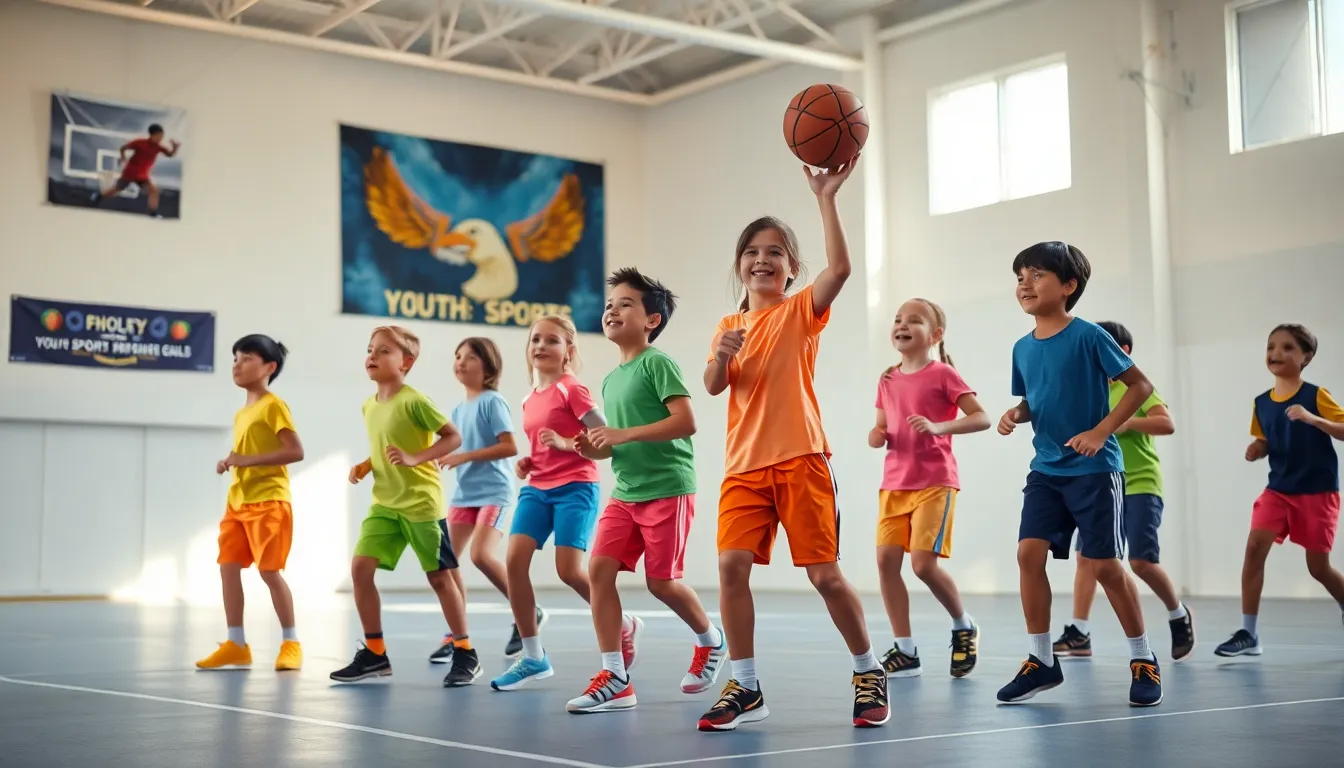 children playing basketball in proper sports wear.