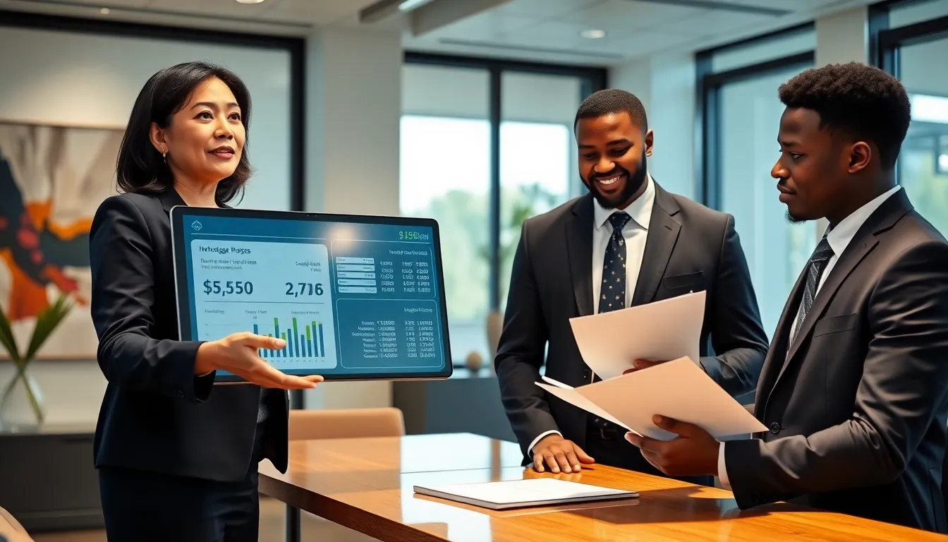 diverse team discussing FHA loan rates in a modern office.