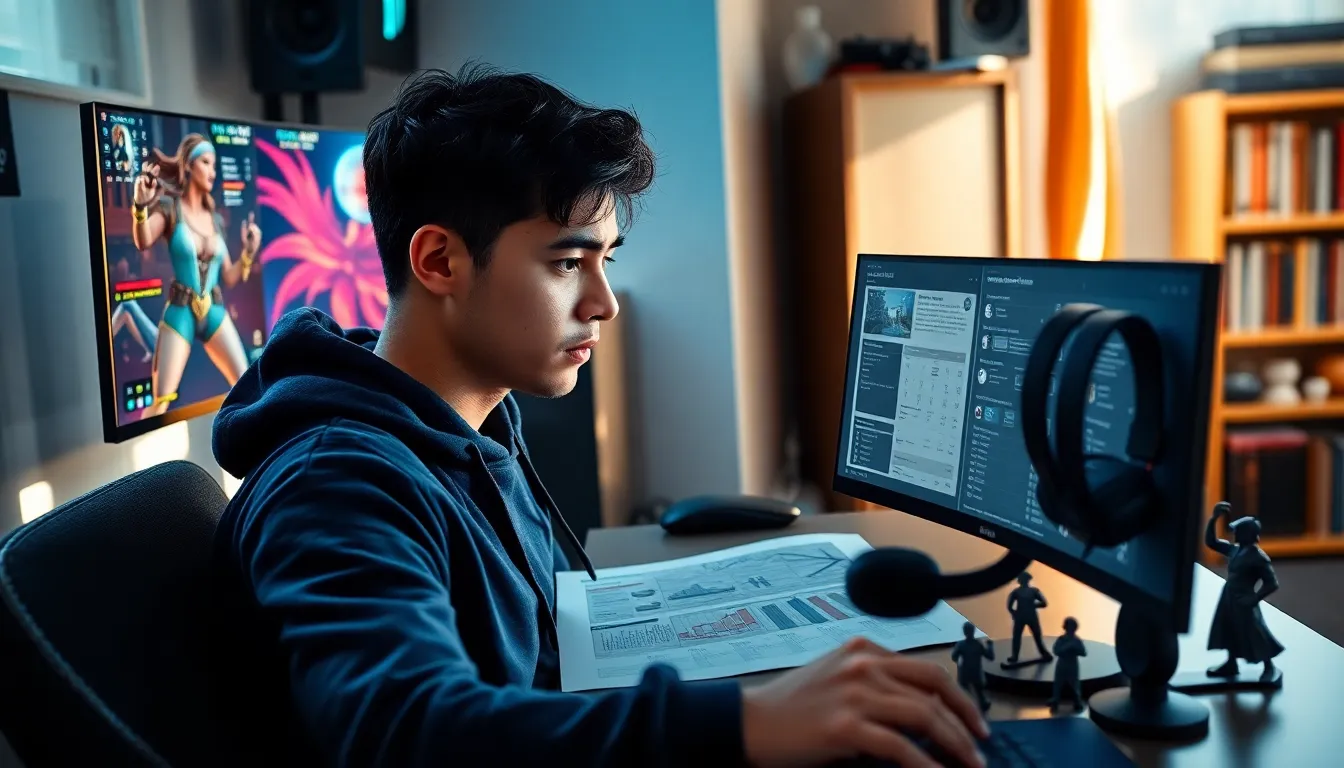 Larry Nando creating gaming guides in a modern setup.