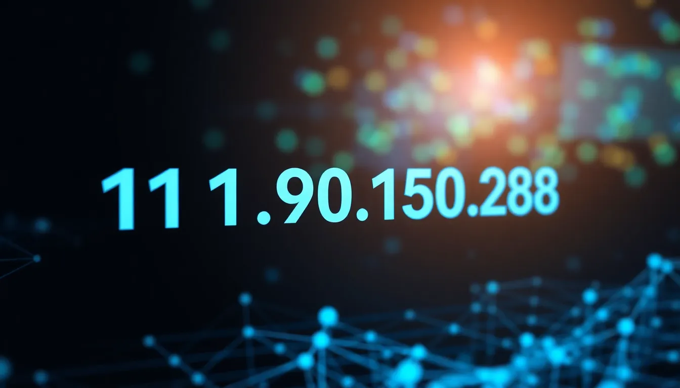 digital representation of an IP address with network elements.