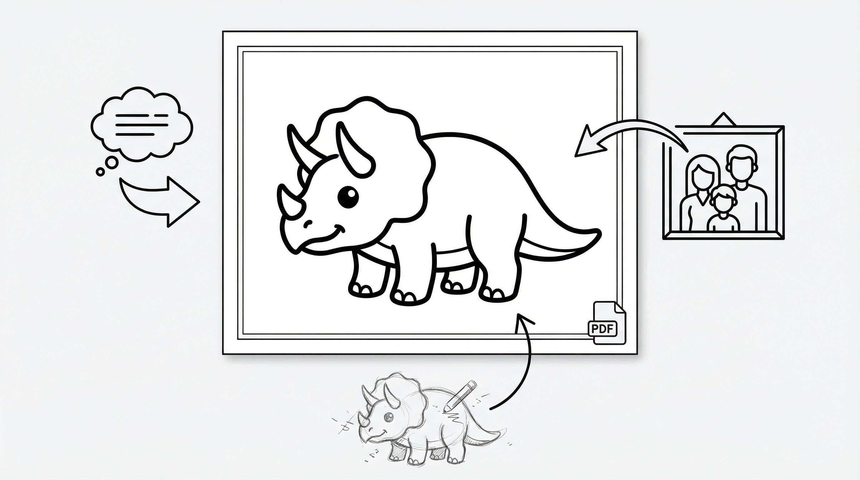 Custom coloring page made from a prompt, photo, or sketch.