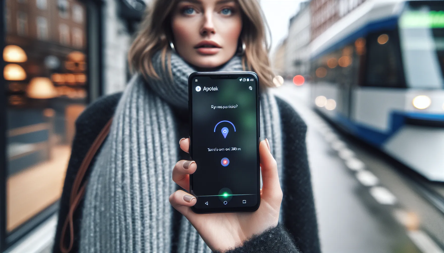 Woman uses voice search in oslo to find the nearest apotek.