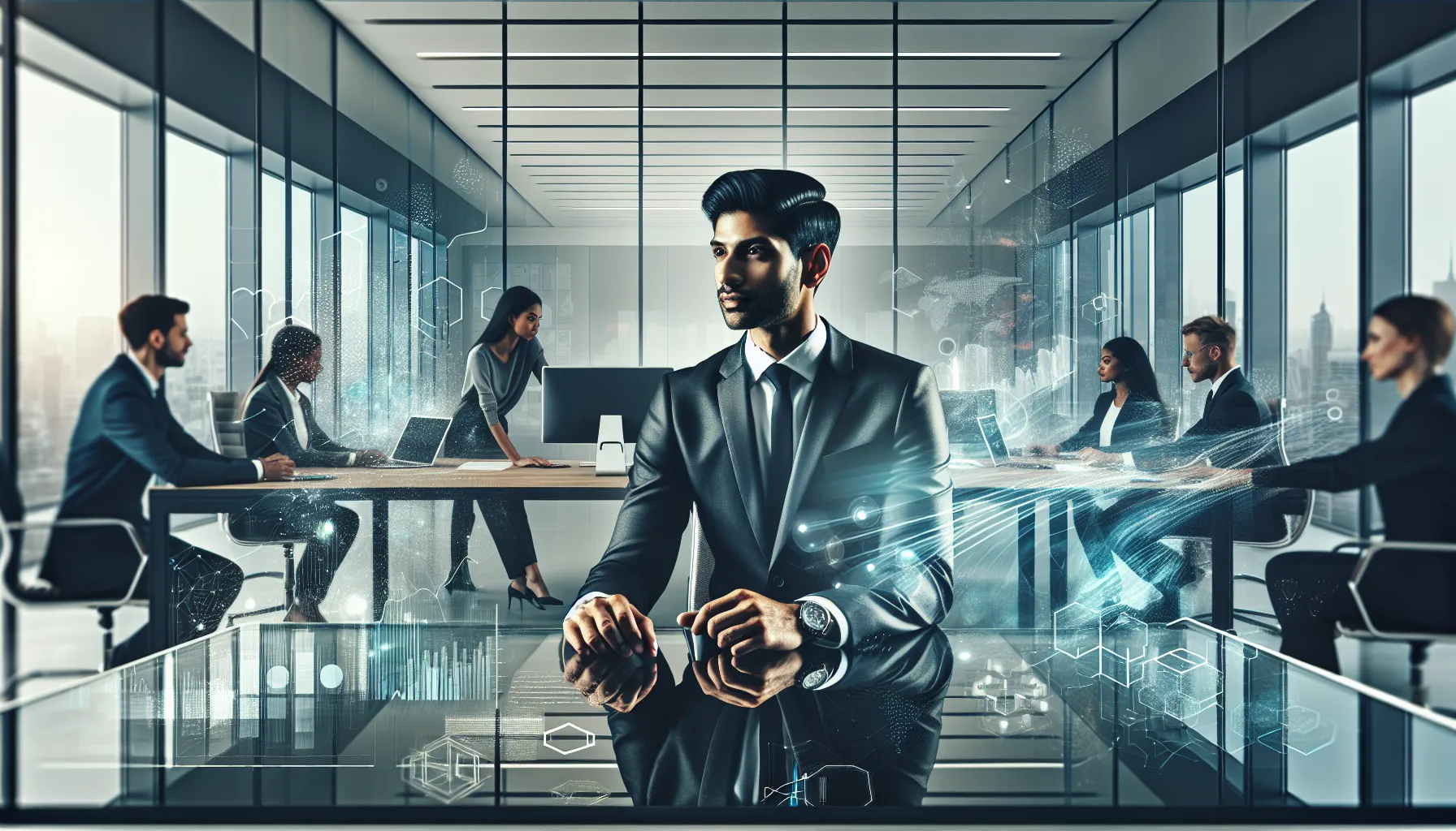 professional engaged in digital content innovation in a modern office.