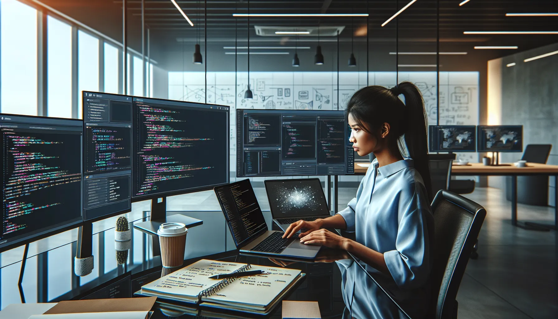 developer troubleshooting Genboostermark code in a modern office.