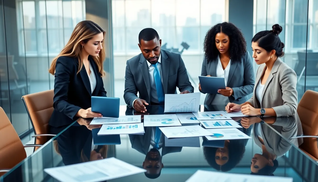 diverse business team discussing company liquidation.