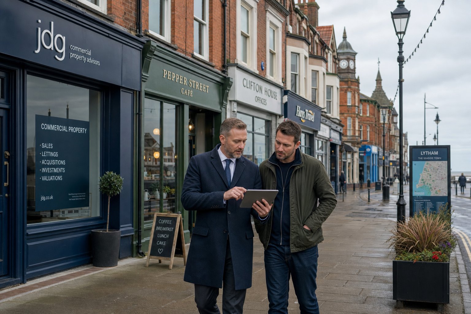 Commercial Mortgage Broker Lytham 6 Advisor and business owner assessing commercial property options in Lytham.