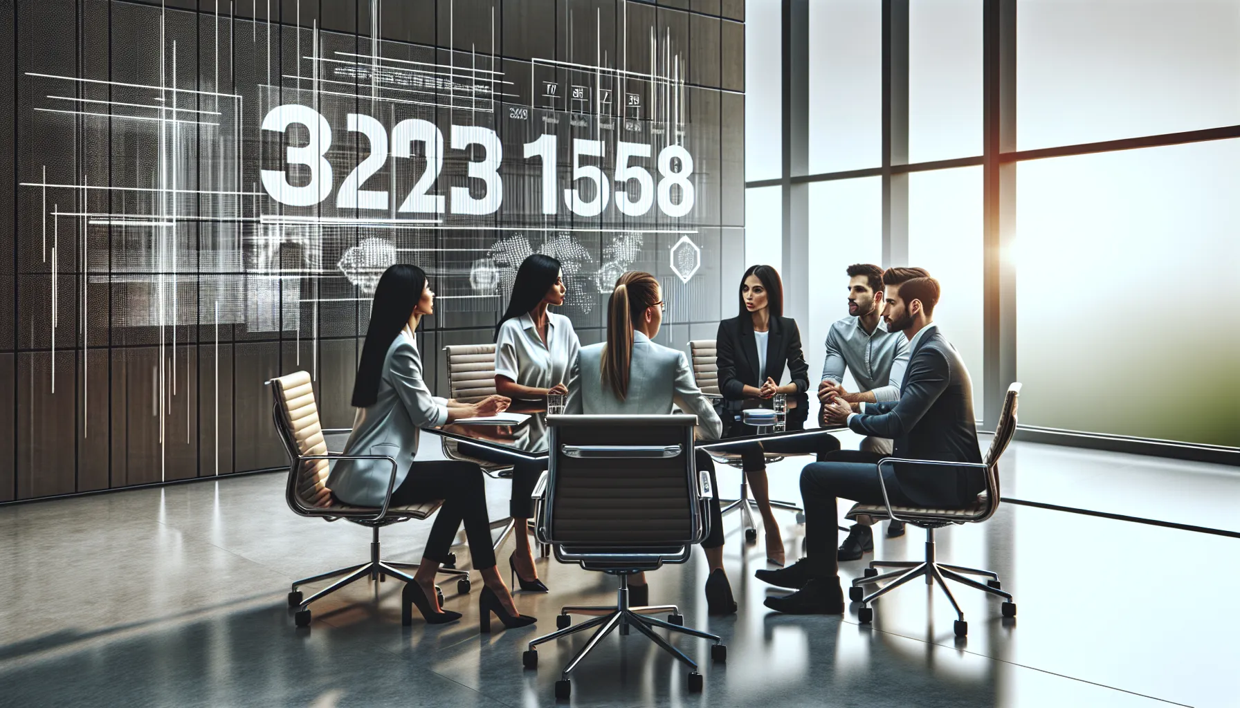 diverse team discussing analytics in a modern office.