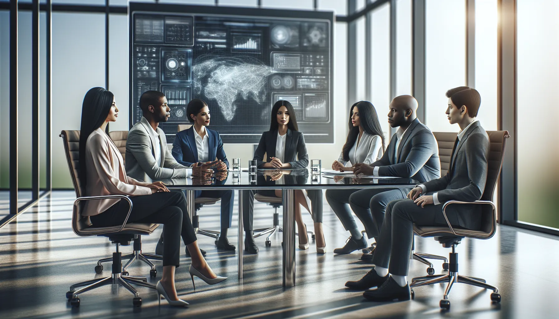 diverse professionals collaborating in a modern conference room.