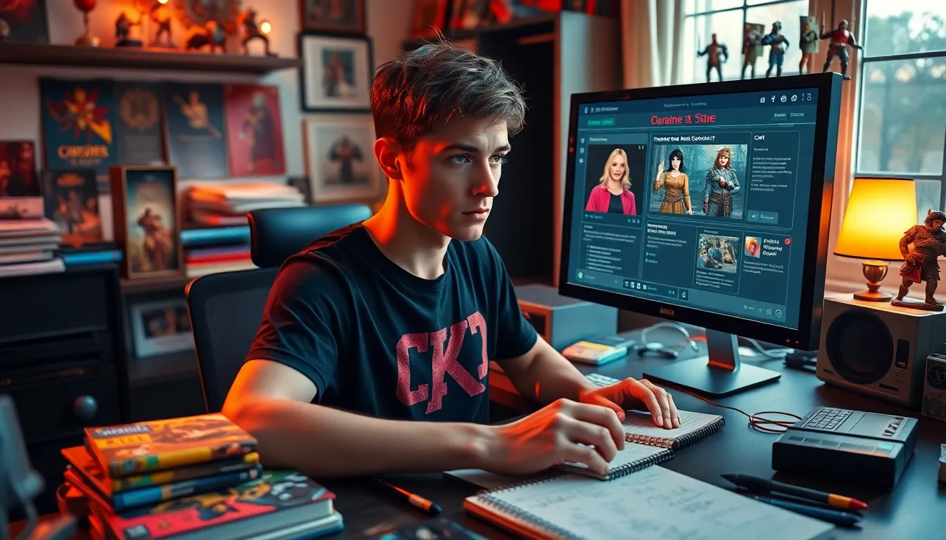 a young man using CK2Generator for gaming at a stylish desk.