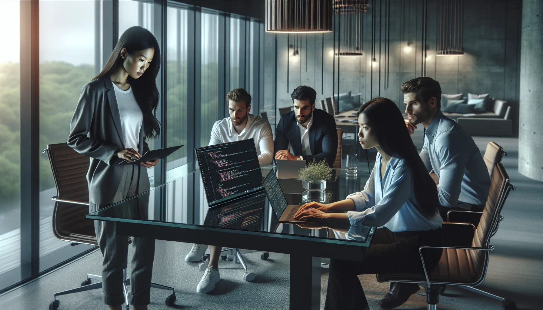 IT technician collaborating with a diverse team on a software issue.