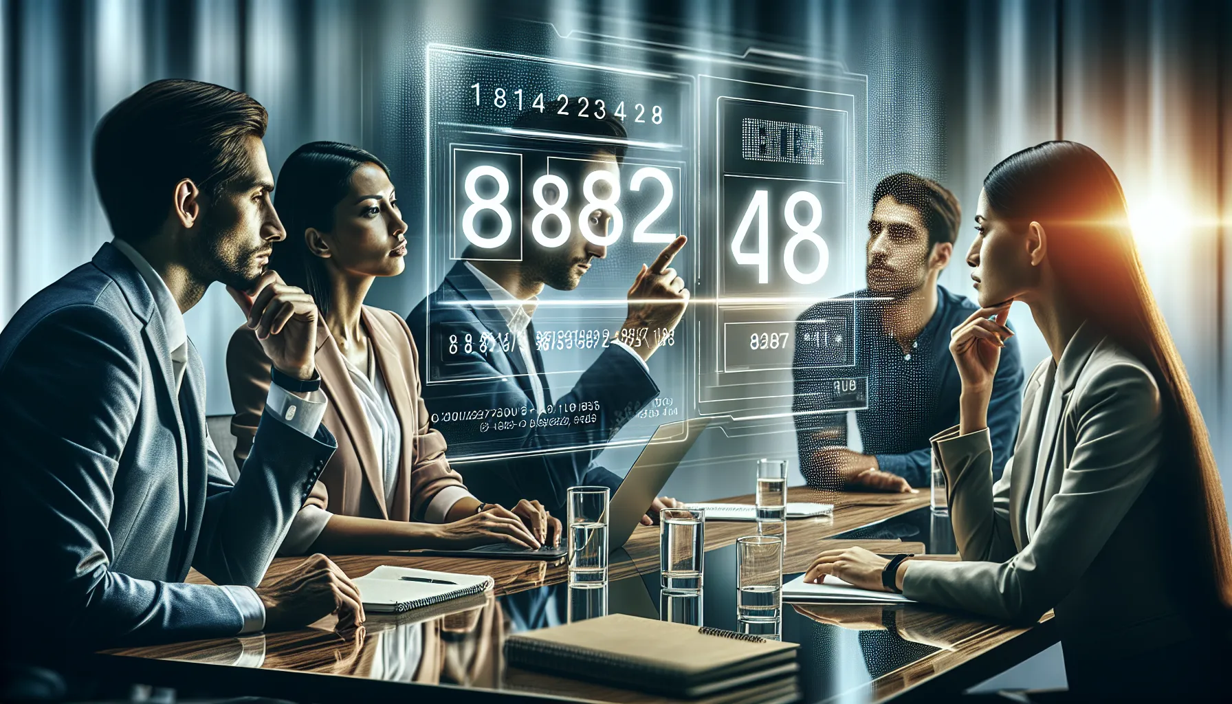 professionals collaborating in a modern office setting on decision making.