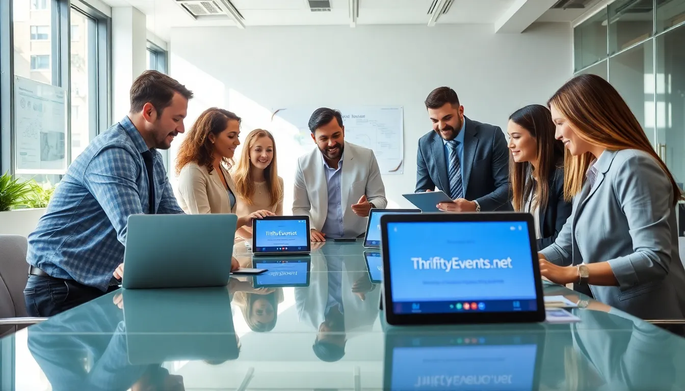 diverse team planning an event in a modern office.