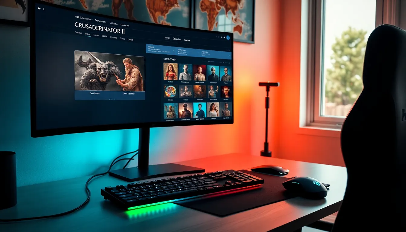 A gamer using Ck2generator software on a modern computer setup.