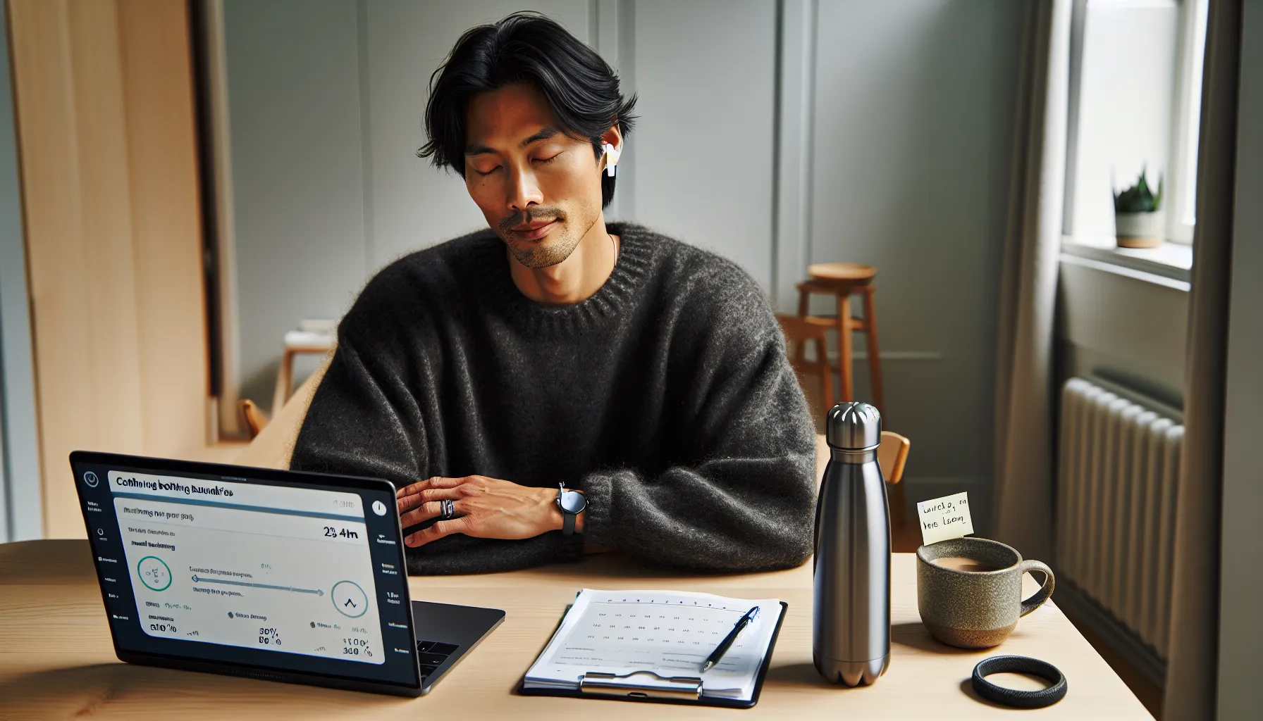 Tilbake på jobb etter utbrenthet: slik sikrer du en vellykket og varig retur 2 Calm norwegian professional preparing a gradual, boundary-led return to work.