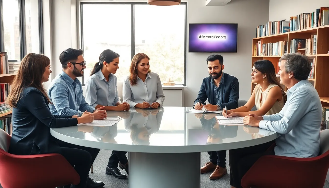 diverse team collaborating in a modern workspace.