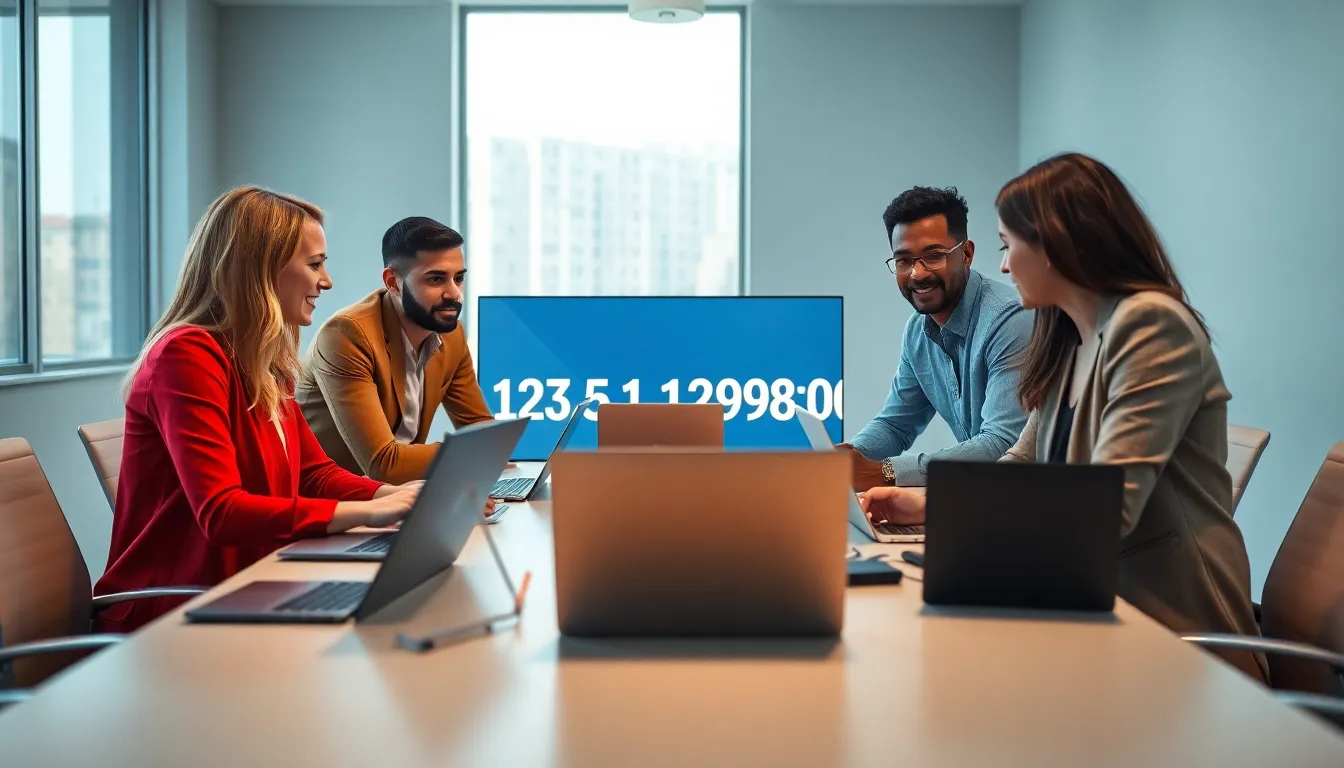 team discussing IP addresses in a modern office.