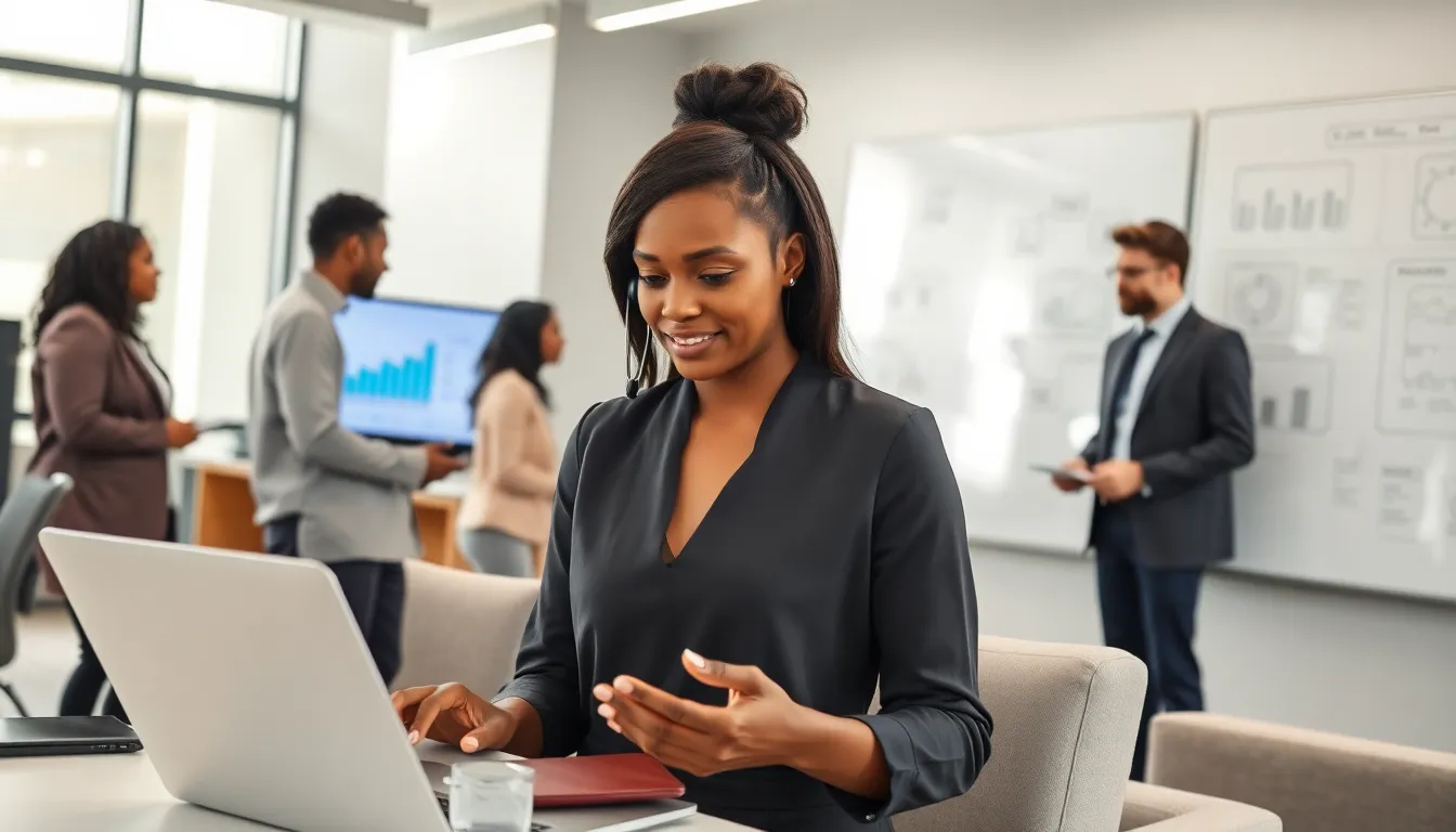 diverse team discussing telecommunications in a modern office.
