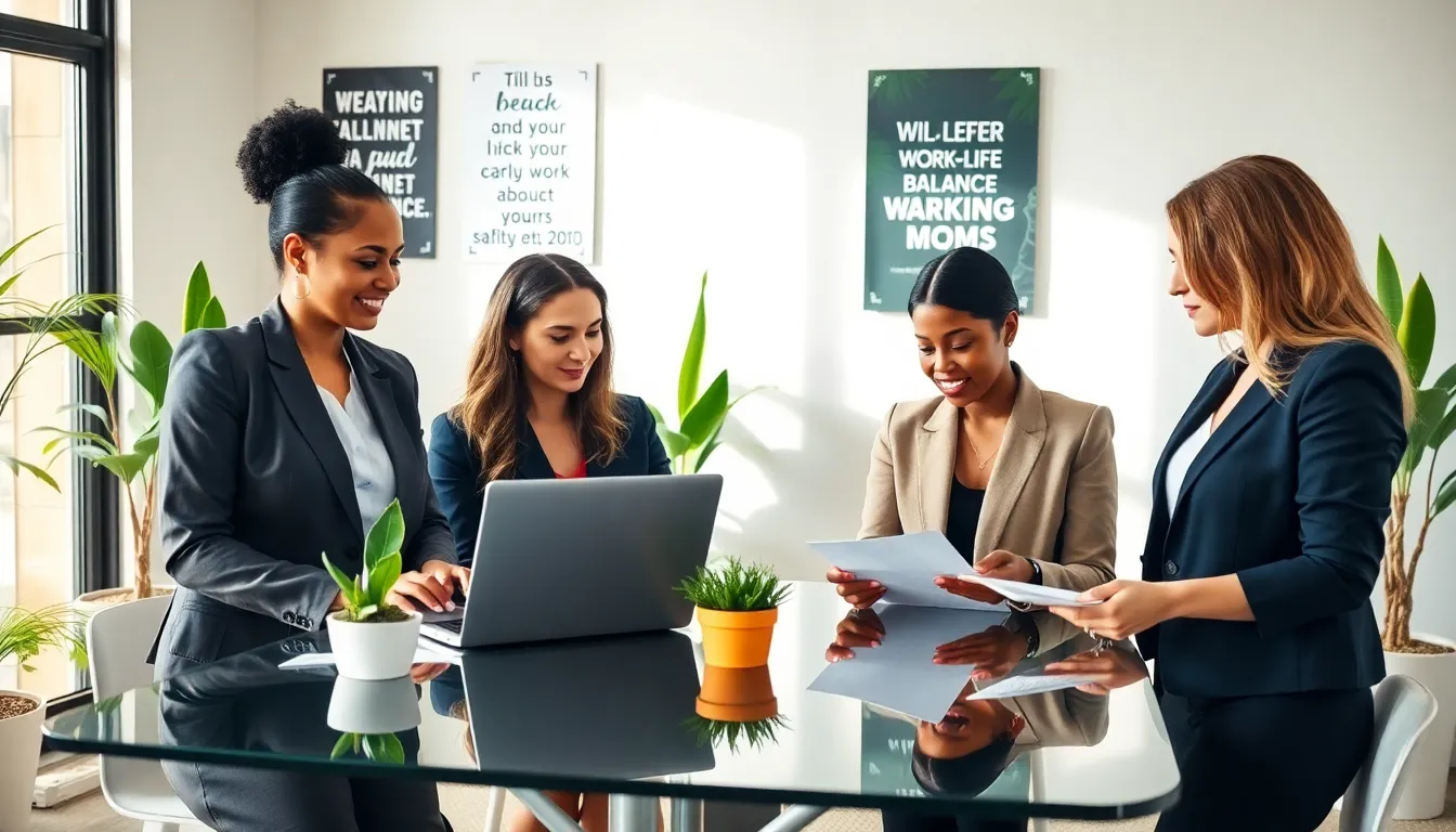 diverse women collaborating on side hustles in a modern office.