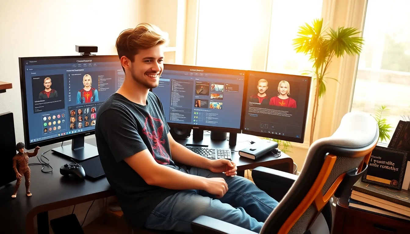 a young gamer using the Ck2generator tool in a home office.