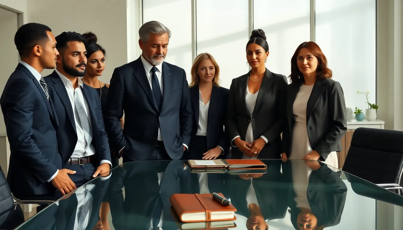 professionals exemplifying modern old money fashion in a luxurious office.