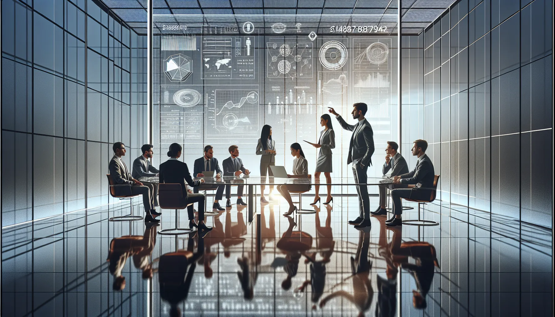 diverse team discussing data significance in a modern office.