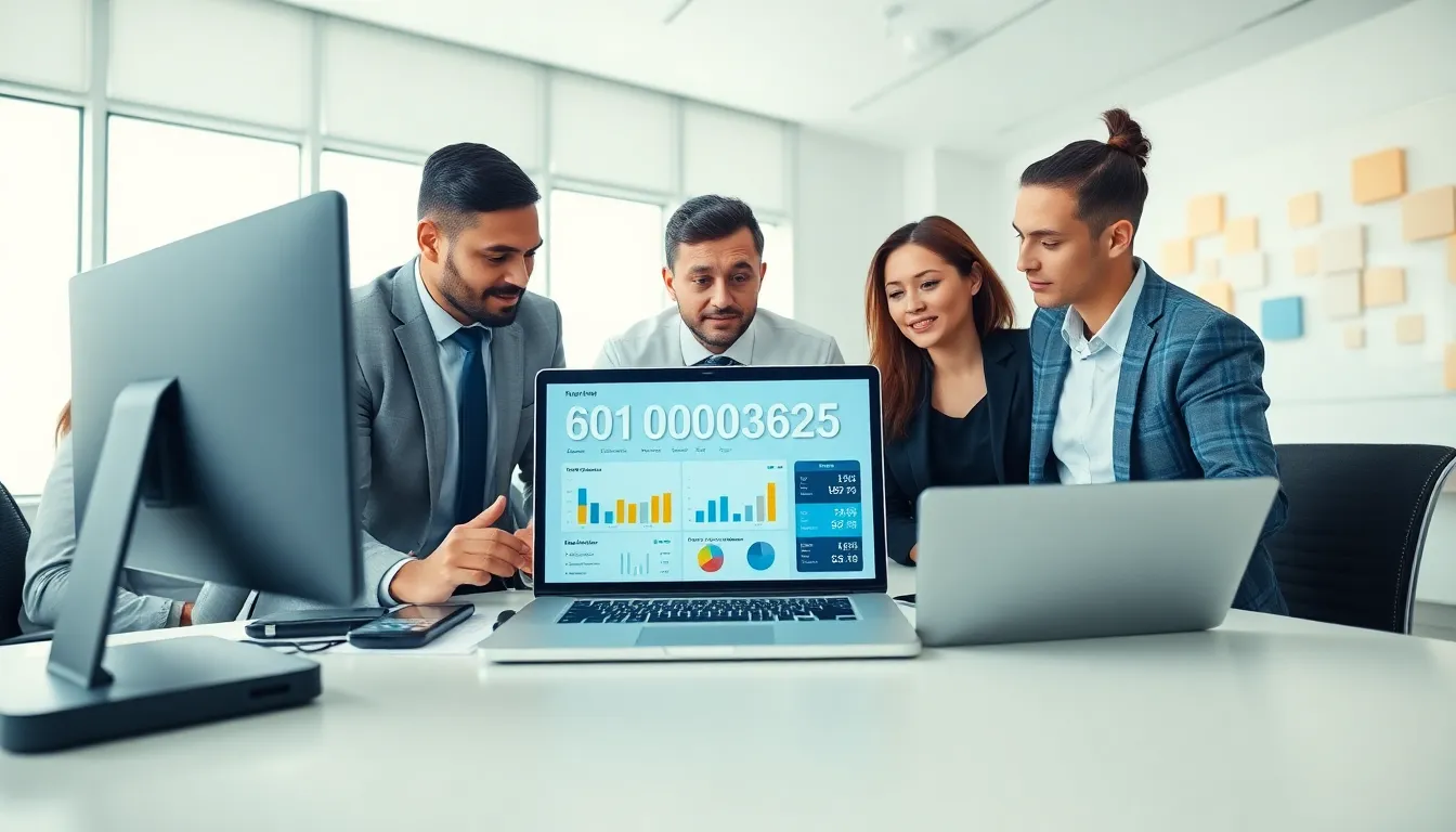 diverse team discussing technology in a modern office.