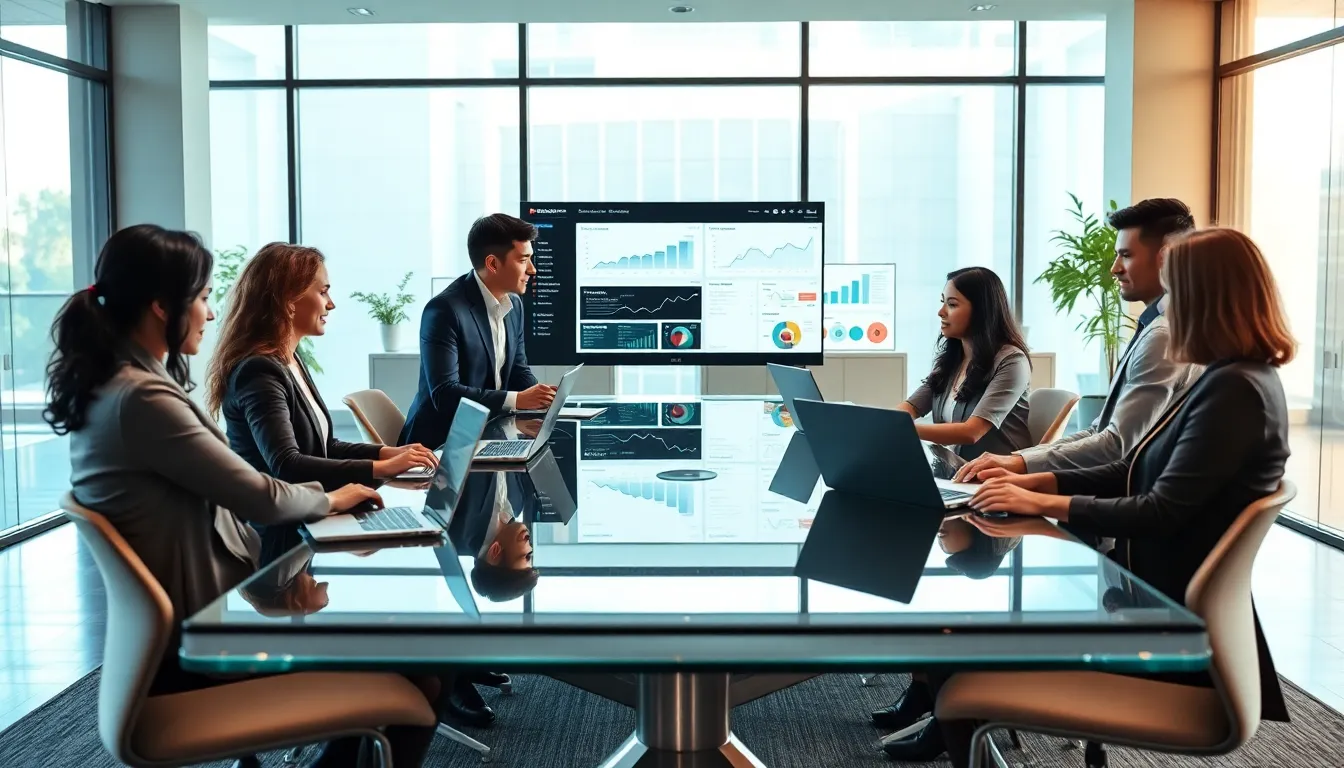 diverse team collaborating in a modern office setting.
