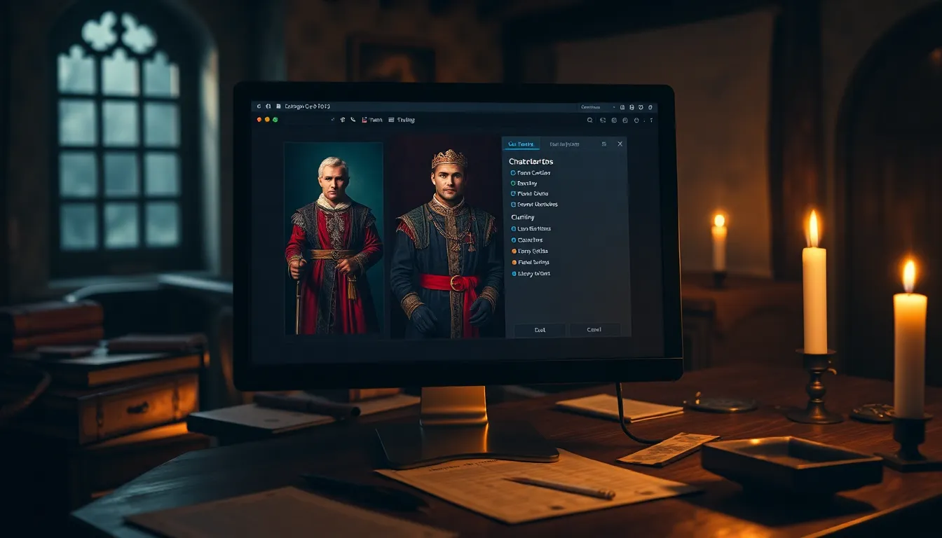 a computer displaying the Ck2generator character creation tool for Crusader Kings II.