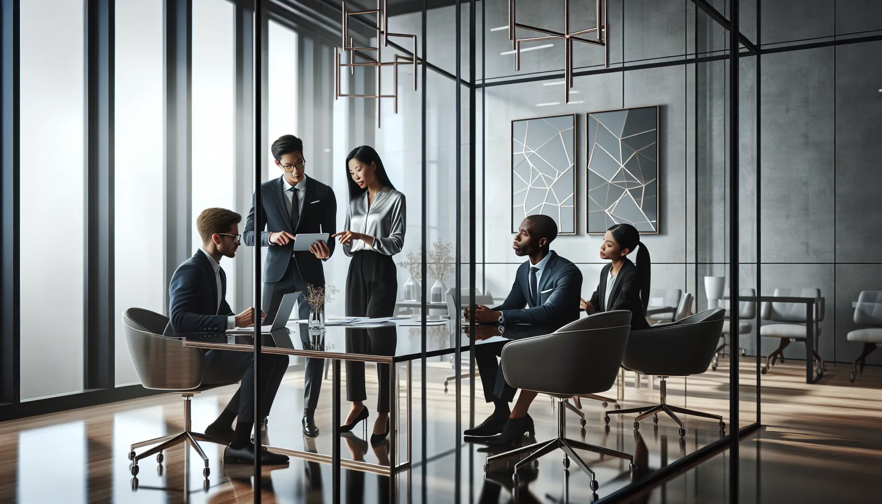professionals collaborating in a modern office environment.