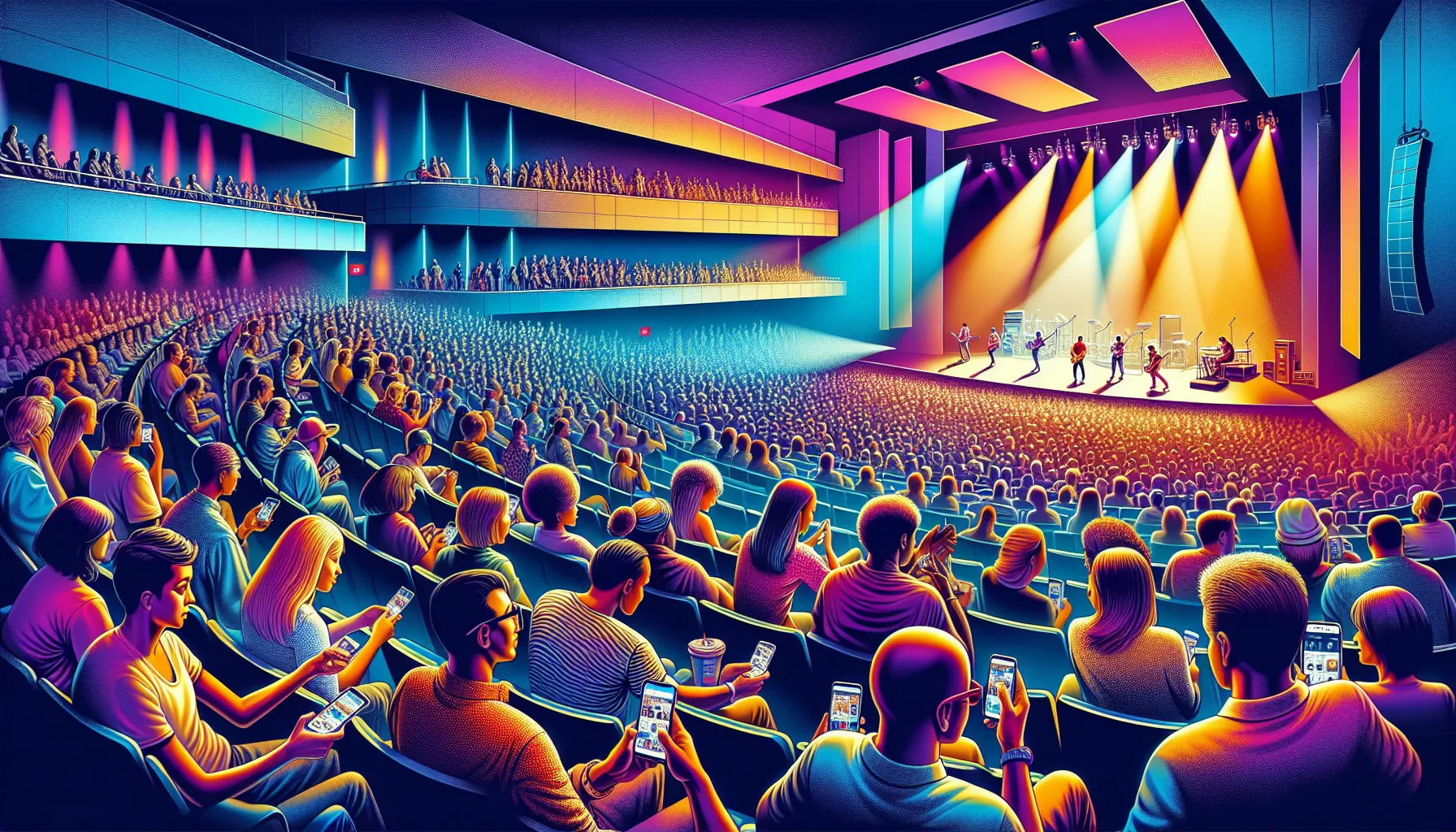 diverse fans actively engaging at a concert event.